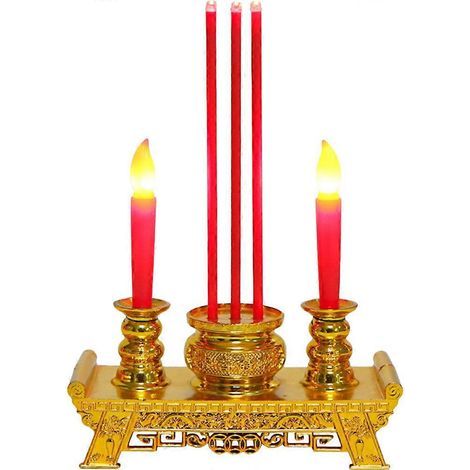 Bougie chinoise, chandelier, accessoire d'autel pour le culte bouddhiste-21.5x15.4cm (1/2)
