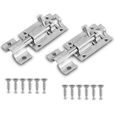 2 cerraduras de acero inoxidable para puertas, cerraduras de pestillo deslizante para puertas, portones de jardín, ventanas, baños, establos, cobertizos y contenedores de acero inoxidable. (1/5)