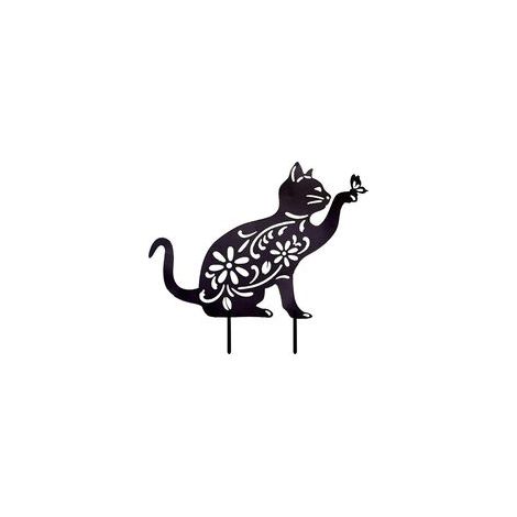 Dekorativer, katzenförmiger Gartenpfahl, Halloween-Accessoire, schwarze Acryl-Katzensilhouette, ästhetischer Hohlpfahl für Garten, Hof oder Bauernhof - Crezuo