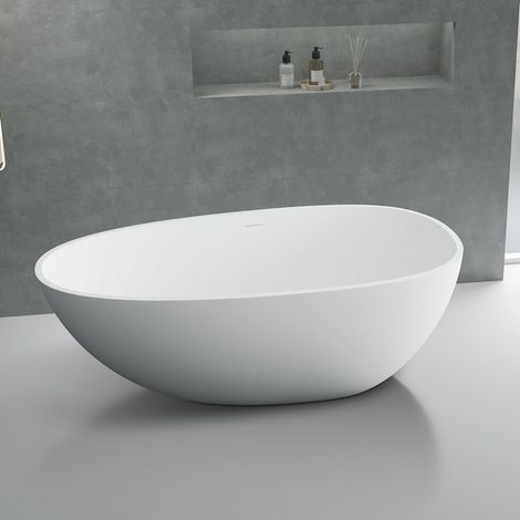 Vasca da bagno solid surface centro stanza bianco opaco KC1700