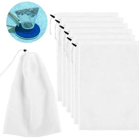 Sacs filtrants pour aspirateur de piscine, lot de 6, sacs filtrants en tissu pour aspirateur de piscine, accessoires pour le nettoyage des feuilles et des débris (1/5)