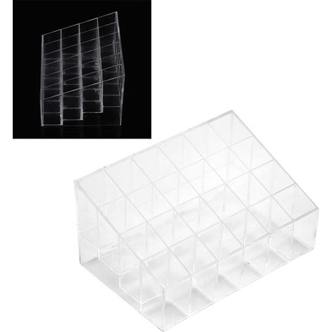 Étagère de Rangement Transparente 24 Cases pour Rouges à Lèvres et Vernis à Ongles (1/5)