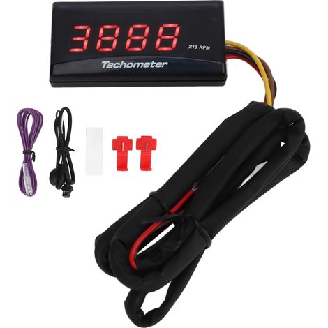 Moto Tachymètre DC 12V Ultra Mince LCD Rétroéclairage tanche pour Modification Rouge (1/5)