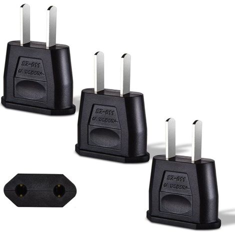 US-Steckeradapter, Reiseadapter 3 x Japan-Steckeradapter, Frankreich-zu-USA-Steckeradapter, Japan-Adapter für Europa, Kanada, Mexiko (Schwarz) (1/4)