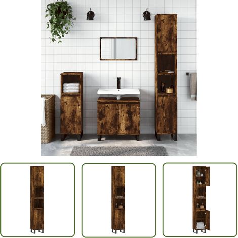 Maison Exclusive Badschrank Räuchereiche 30x30x190 cm