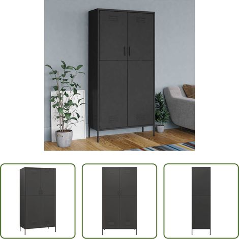 Schrank - Kleiderschrank Anthrazit 90x50x180 cm Stahl (1/5)