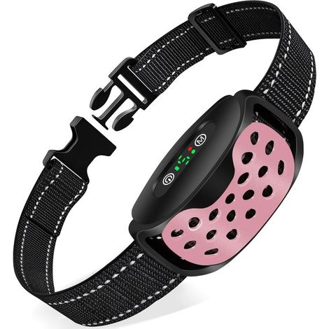 Rose Collier Anti Aboiement Chiens, Collier Anti aboiement Rechargeable pour Chien, Collier de Vibration pour Chiens, Étanche IP67 pour Chiots et Chiens Adultes Efficace et Confortable (1/5)