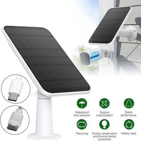 Panneau solaire 4W compatible avec les caméras Eufy 2/2 Pro/2C/2C Pro/E, support mural, câble d'alimentation de 3 mètres, blanc, 1 pièce