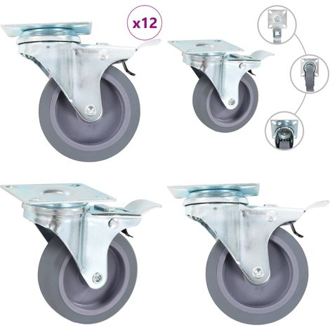 vidaXL 12 pcs Roulettes pivotantes 75 mm (1/5)