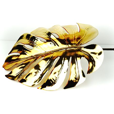 Weihnachts-Dekoblatt Fensterblatt Monstera altgoldfarben - Kunststoff 75 cm