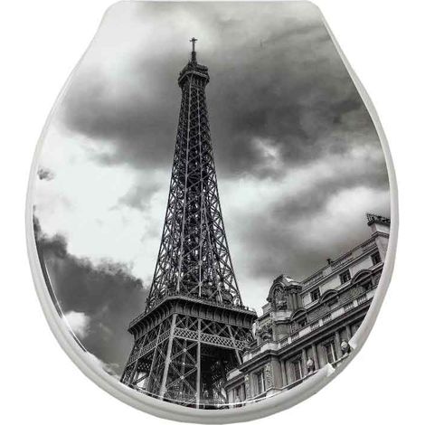 Copriwater in plastica resistente tavoletta per water con kit di montaggio 44x36.5 cm parigi (1/4)