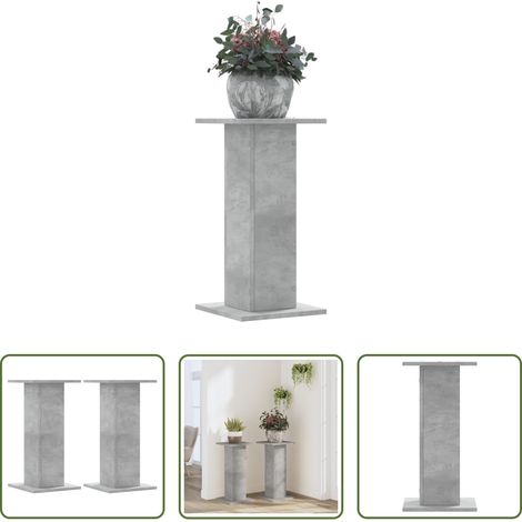 Support de pot - Supports pour plantes 2 pcs gris béton bois d'ingénierie (1/5)