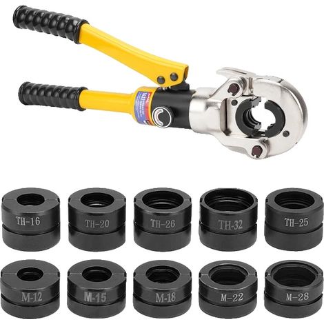 Pince à sertir hydraulique, compatible avec Pex / Inox / Cuivre, 15,75 pouces, noir / jaune, TH et M (1/2)