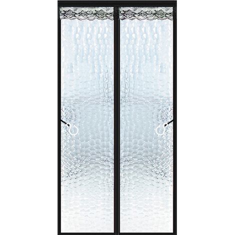 Moustiquaire de Porte Isolante pour Climatisation 140x220cm–EVA Translucide Imperméable, Fermeture Magnétique Automatique, Version à Crochets , Style Dentelle (1/5)