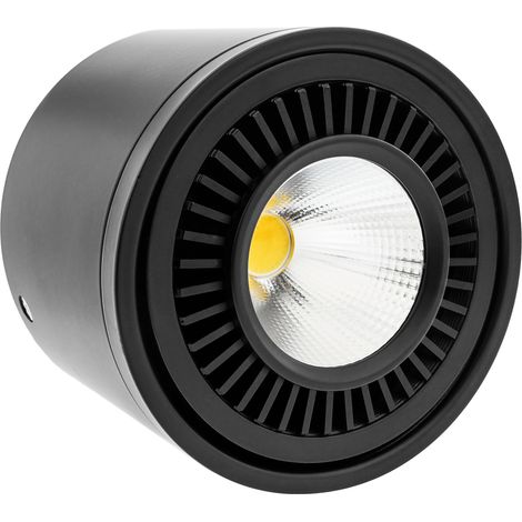 BeMatik - Spot à LED de surface Lampe foyer COB 9W 220VAC 6000K noir 85mm (1/5)