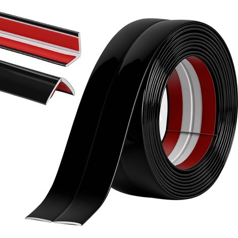 Rouleaux Moulure décorative 4CM3M, Baguette d'angle PVC, Noir Moulure Murale Adhesive, Protection Angle Mur, Autoadhésive Bord pour Miroir Mur Plafond Armoire Baguette Peint Carrelage (1/5)