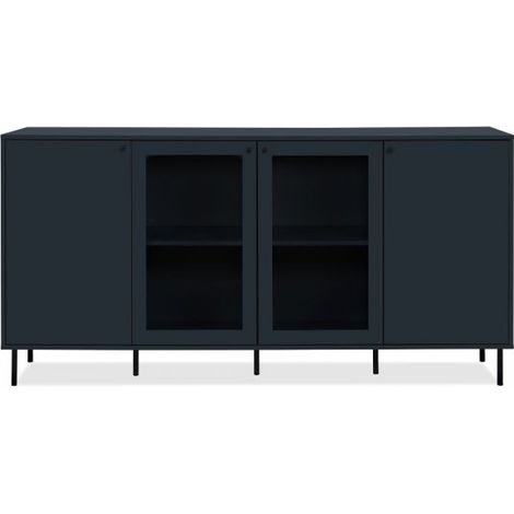 Credenza moderna 180cm con ante in vetro e ripiani colore blue navy - Caracas