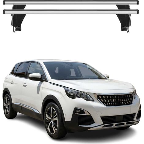OMAC Dachträger Querträger Alu für Peugeot 3008 II 2016-2020 Pre-FL – Abschließbar – T-Nut – City-Crash-getestet – Max. 50 kg Silber (1/5)