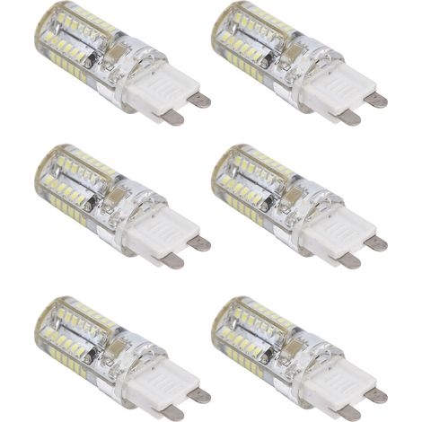 Lot de 6 ampoules LED G9 58 LED 6W 220V pour plafonnier ou applique murale, lumière chaude, idéales pour le salon. (1/5)