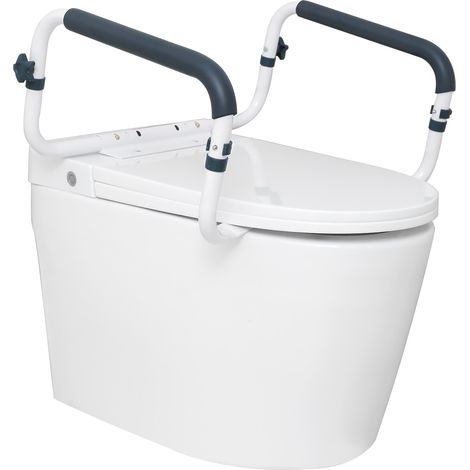 VEVOR Barre deAppui pour WC Largeur Reglable 410-510 mm Cadre Toilette Securise en Acier Charge 136 kg Installation Facile pour Securite des Handicapes Femmes Enceintes Personnes Âgees Salle de Bain