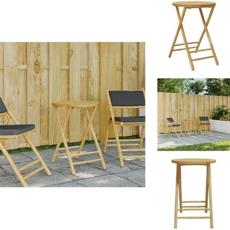 Gartentisch Klappbar Ø55x75 cm Bambus - Bambusgartenmöbel - Klappbarer Gartentisch - Esstisch Outdoor - Balkontisch - Terrassenmöbel (1/5)