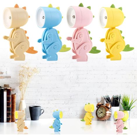 Animaux LED enfants nuit lumière chaude blanc batterie lampe de chevet chien cerf dinosaure lapin 4pcs (1/5)