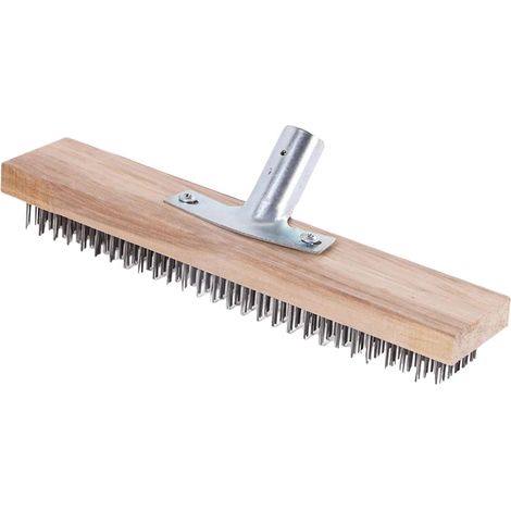 Brosse à Balai Métallique 20 Cm pour Anti Mousse Toiture, Balayage de Cour, Mauvaises Herbes, Taches Tenaces et Piscine (1/5)