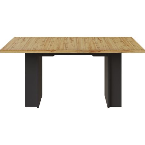 Tavolo allungabile con ripiani 120-160 x 80 cm in MDF effetto legno (1/5)