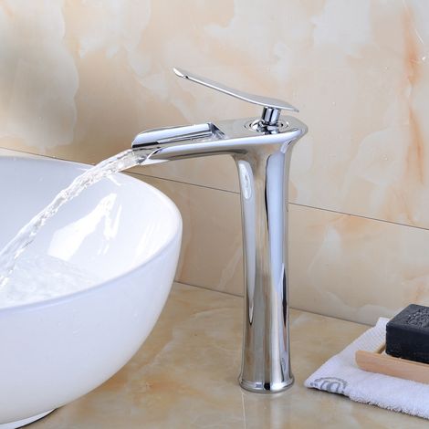 Robinet Mitigeur de Lavabo en Laiton Massif Chromé, Style Nordique Moderne pour Salle de Bain, Installation sur Comptoir ou Encastrable, 1 Pièce-lsw