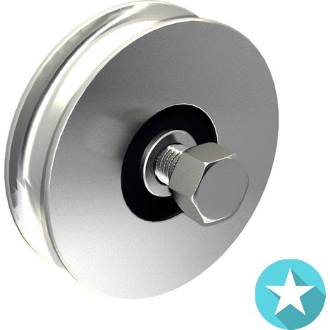 – Roue de portail en acier zingué blanc Ø100 mm – Charge 200 kg – Pour portail coulissant jusqu'à 400 kg – Adaptée rail SU1628 (1/2)