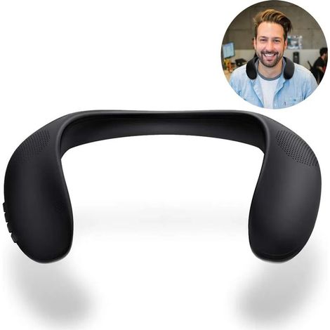 Enceinte sans fil portable, Bluetooth 5.0, faible latence, tour de cou personnel, son surround 3D stéréo pour la musique, la télévision et les appels (1/5)