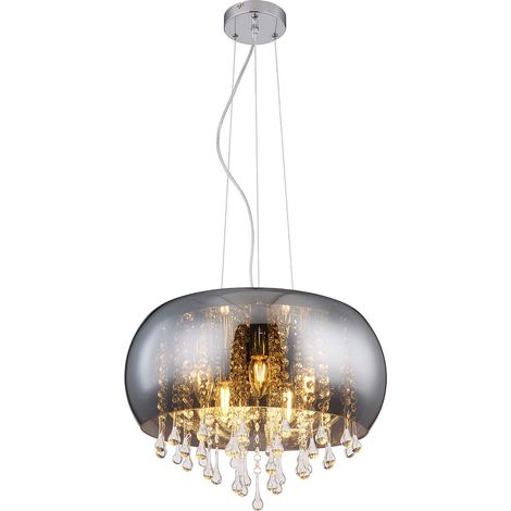 Globo - hängeleuchte - Kalla - chrome - metall rauchglas - Ø 44cm