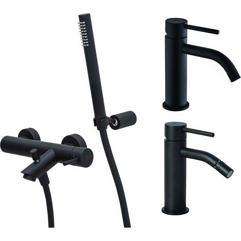 Set miscelatore lavabo, bidet e vasca colore nero opaco Paffoni Light KITLIG9NO (1/4)