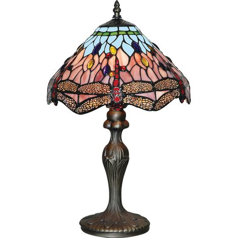 Lampada Da Scrivania-Ufficio Tiffany Libellula Acciaio Ottone 1 Luce E27 (1/5)