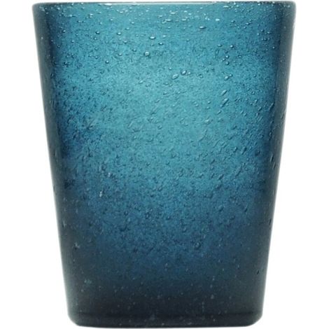 Tumbler aus blauem Glas 0,25 l, handgefertigt mit charakteristischen Bläschen