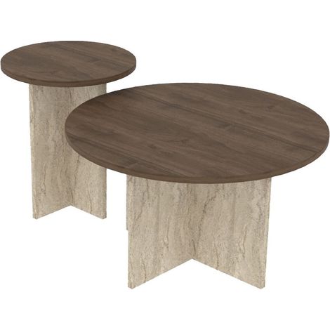Ensemble de table basse en bois "Private" 70 x 70 x 40 cm - Noyer (1/4)