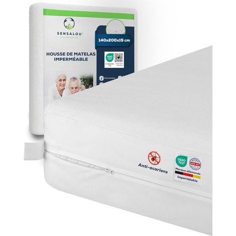 Protège-Matelas 140x200x15cm, Housse Anti-Acarien et Imperméable (1/5)
