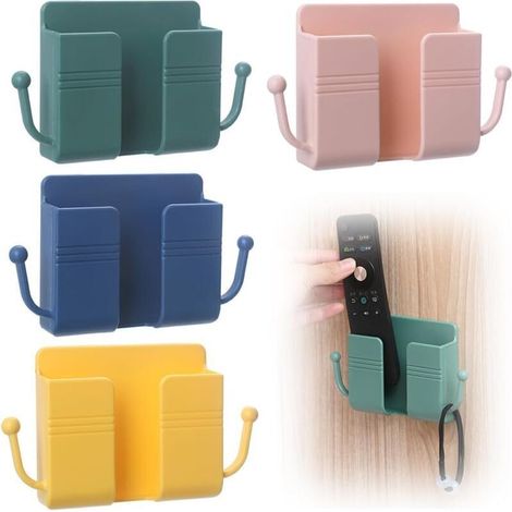 Boîte de Rangement à Télécommande Mural, Auto Adhésive Support Telecommande Mural, Boîte De Rangement Pour Rack De Charge De Téléphone, pour Entrée, Salon, Chambre (4 pièces) (1/5)