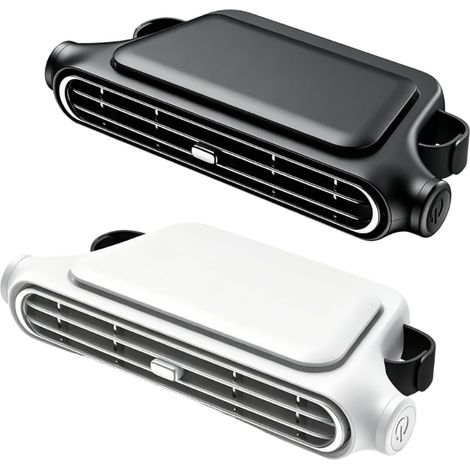 2PCS USB Car Seat Fan, Portable Backseat Cooling Fan with 3 Speeds for Driver, Passenger & Rear Seats,Black&White (1/5)