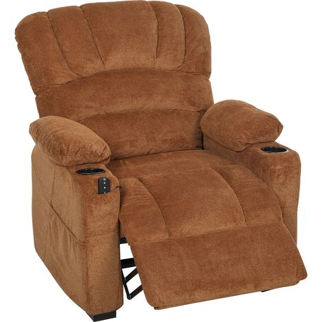 HOMCOM sillón relax reclinable eléctrico silencioso con función memoria, reposapiés, mando a distancia, bolsillos laterales, puerto usb, marrón