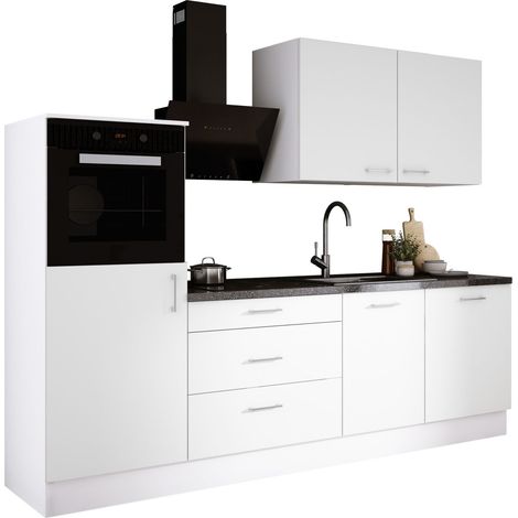 Ensemble de cuisine : Blanc Mat, d : l : 250 cm, h : 220 cm, p : 60 cm (1/4)
