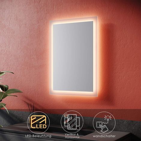 Badspiegel LED mit Beleuchtung Wandspiegel Badezimmerspiegel Lichtspiegel 50x70 (1/5)