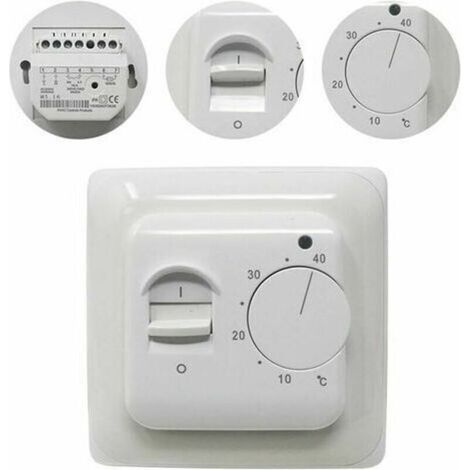 Thermostat de chaudière　Manuel Thermostat d'ambiance Chauffage au Sol Electrique avec sonde AC 220V 16A, Régulateur de Thermostat Plancher Chauffant Mécanique [Classe énergétique A+++]