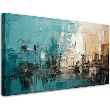 Tableau déco Composition abstraite Turquoise 80x40 (1/5)
