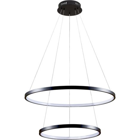 Suspension LED moderne 2 anneaux noire 35W 4000K Polux (1/5)