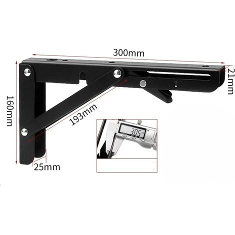 (12 pouces - Blanc) 2 supports triangulaires pliables en acier inoxydable pour étagère, support robuste, réglable, fixation murale, banc, table, quincaillerie pour meubles (1/5)