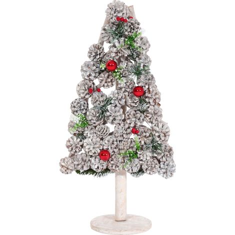 Albero di Natale decorativo Decorazione natalizia pigne legno 60x32x17 cm 040008329