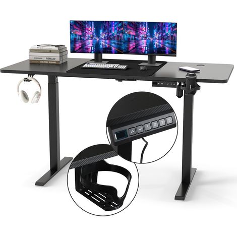 Wolketon Elektrischer Schreibtisch höhenverstellbar 120x60 cm – Einmotor Tischgestell 2-stufig 55x55 mm, Sitz-Steh Tisch mit Tischplatte, Schwarz