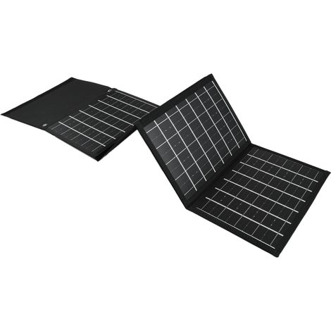 Ortviai Panneau Solaire Pliable 30 W, 4 volets, sortie USB double + DC, pour randonnée, camping et plein air (1/5)