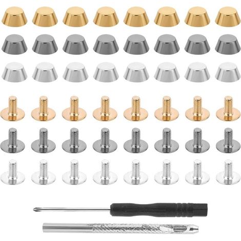 Lot de 26 pieds de sac à main, clous en laiton à tête plate, rivets métalliques, pour la confection de sacs à main en cuir. (1/5)